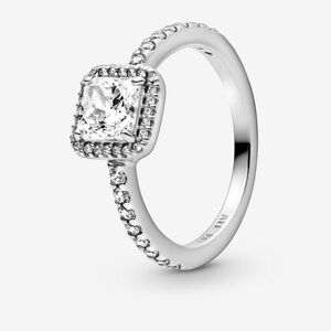 Pandora Square Sparkle Halo Ring